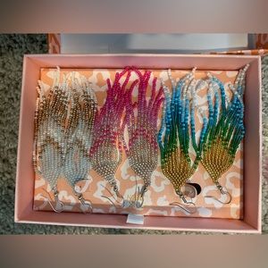 Set of three matching beaded earrings